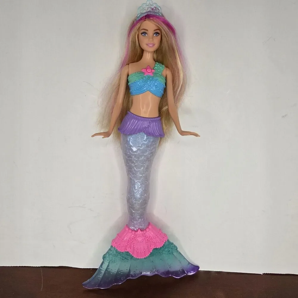 Barbie Dreamtopia Rainbow Lights Mermaid Doll Blonde Light-up Tail Star Tiara